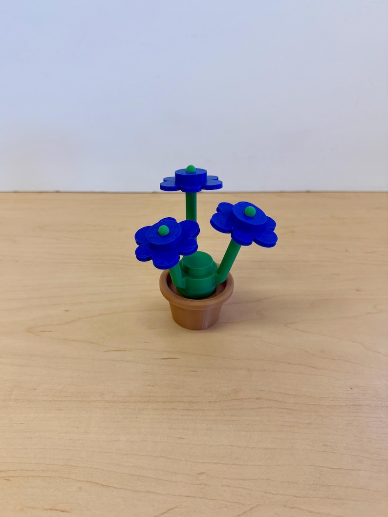 3D Printed Building Block Flowers: Mix & Match Colors Dark Blue