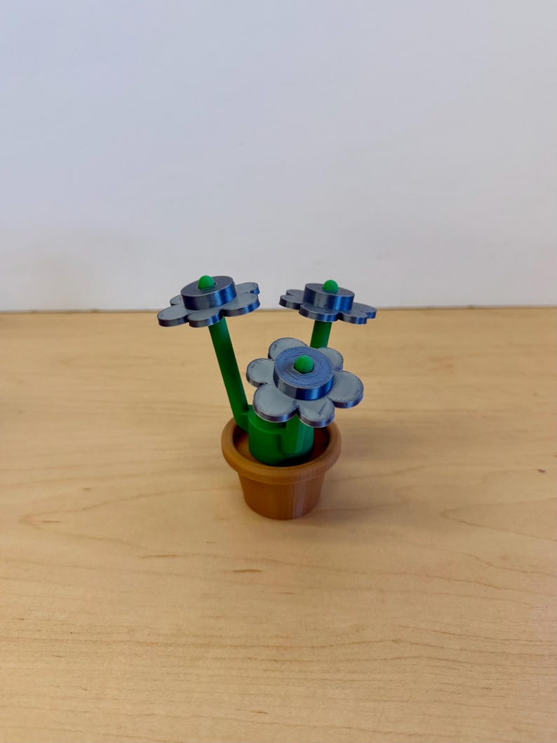 3D Printed Building Block Flowers: Mix & Match Colors Grey