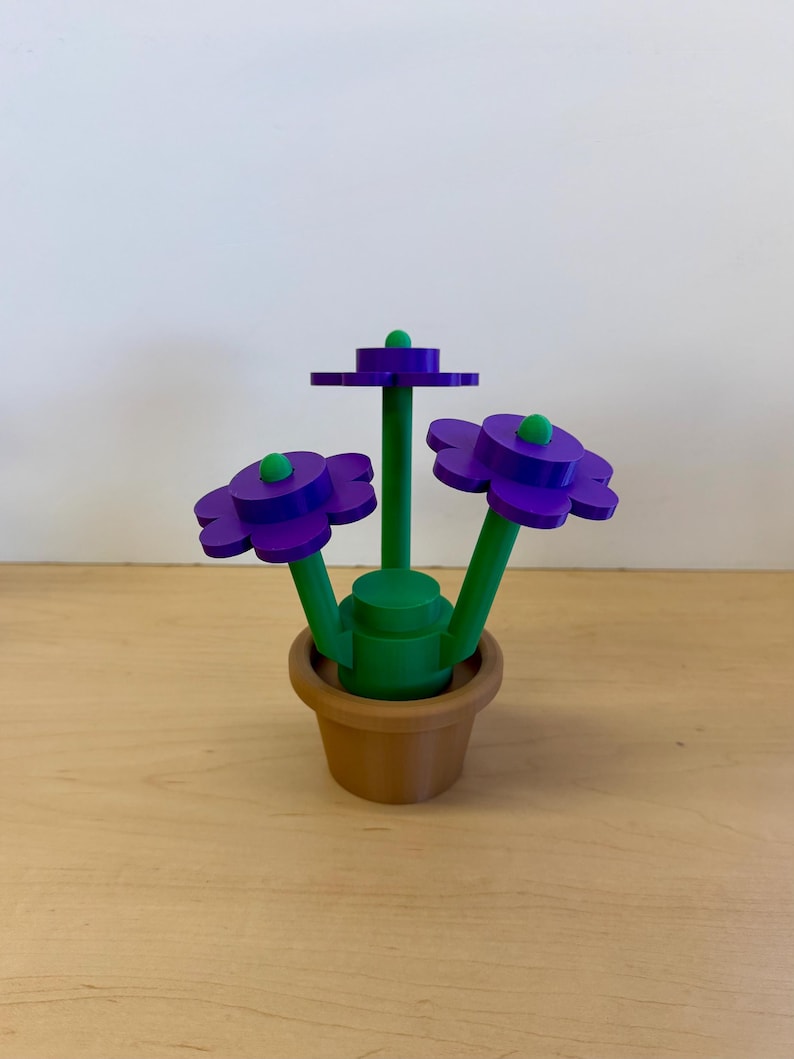 3D Printed Building Block Flowers: Mix & Match Colors Purple