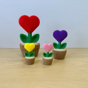 Knitted Heart Flower in a Pot | 3D Printed