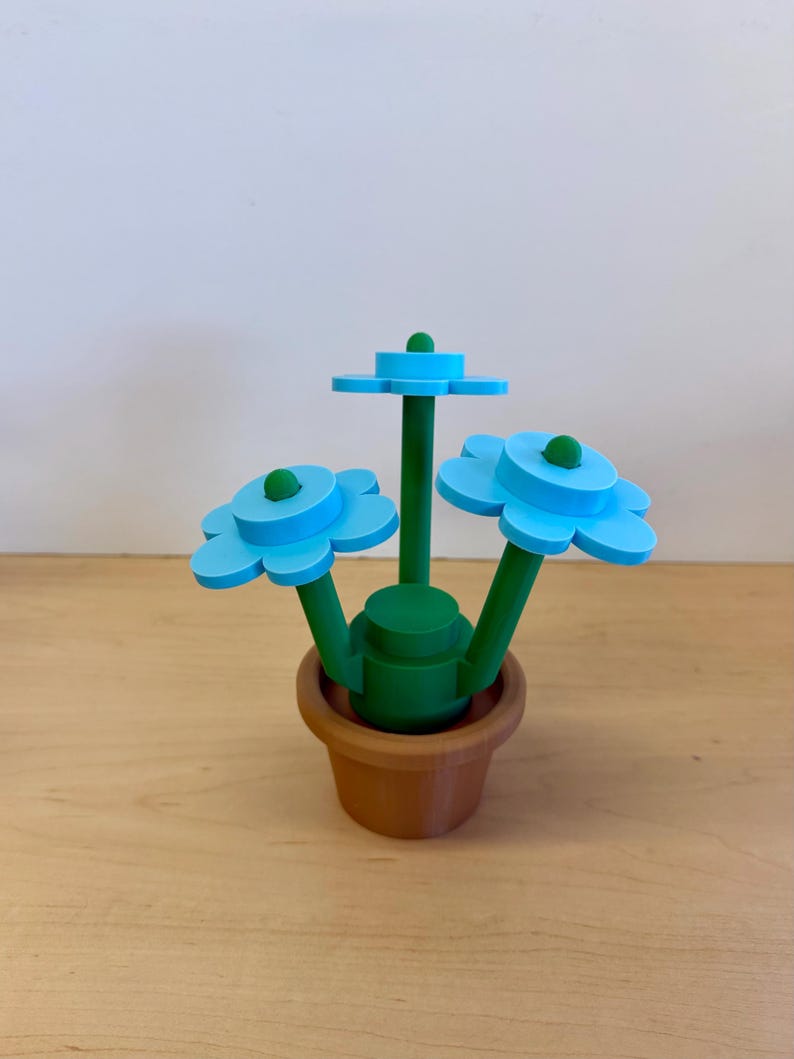 3D Printed Building Block Flowers: Mix & Match Colors Turquoise