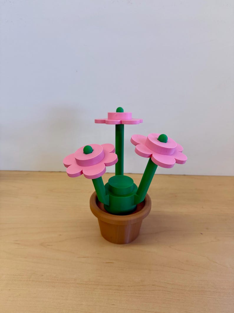 3D Printed Building Block Flowers: Mix & Match Colors Pink