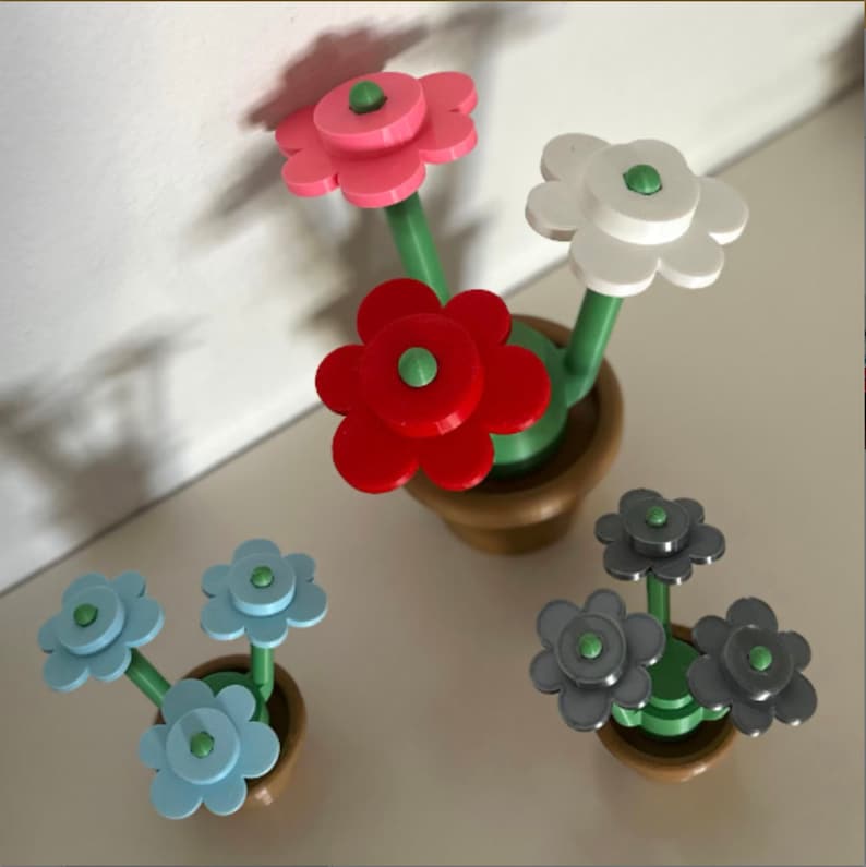 3D Printed Building Block Flowers: Mix & Match Colors bild 5