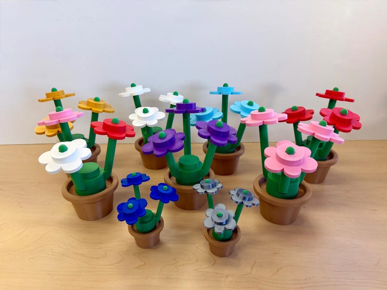 3D Printed Building Block Flowers: Mix & Match Colors bild 1