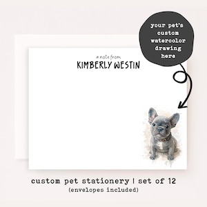 Custom Pet Stationery Personalized Pet Stationery Custom Dog Custom Cat Stationery Note Card Stationery Gift Custom Watercolor Set of 12