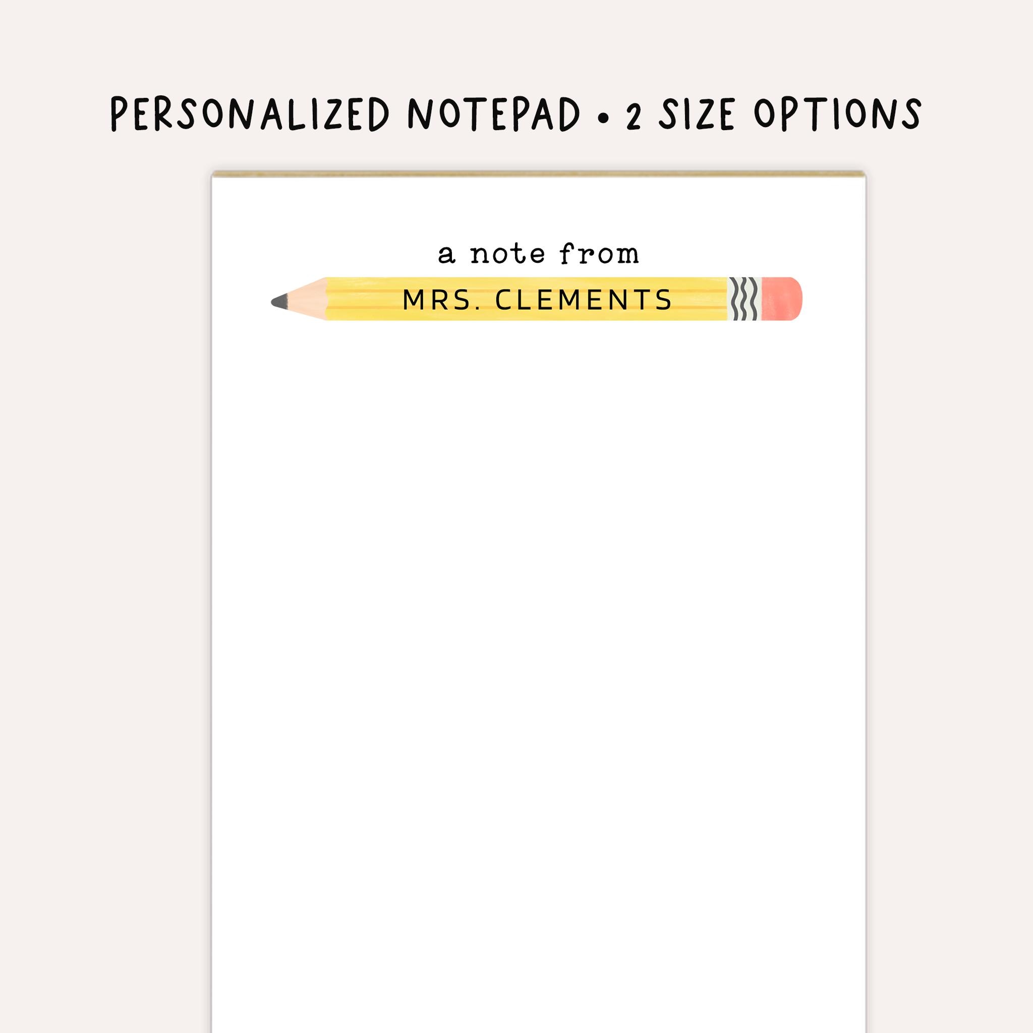 Personalized Teacher Notepad • Custom Pencil Notepad • Cute Teacher ...