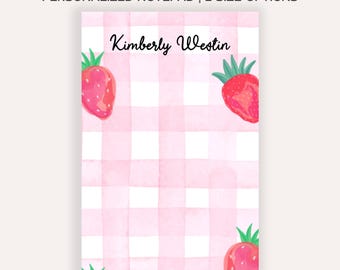 Personalized Notepad Custom Teacher Notepad Pencil Notepad Cute Pink Paper Gift Personalized Stationery Pink Strawberry