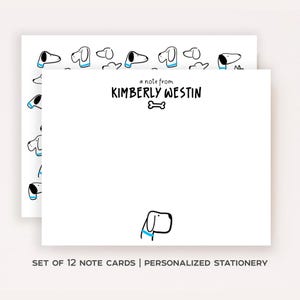 Personalized Dog Stationery Custom Notecard Flat Note Card Cartoon Dog Stationery Gift Thank You Note Custom Name Stationery Set of 12