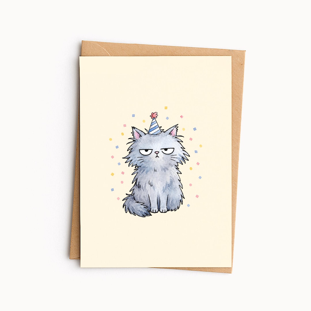 Funny Cat Birthday Card • Cute Sarcastic Birthday Card • Happy Birthday ...