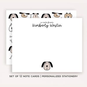 Personalized Dog Stationery Custom Notecard Flat Note Card Cartoon Dog Stationery Gift Thank You Note Custom Name Stationery Set of 12