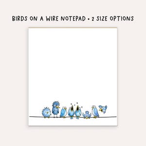Custom Bird Notepad • Cute Birds On A Wire Stationery • Cartoon Bird Memo Pad • Premium Thick Paper • No Ink Bleed
