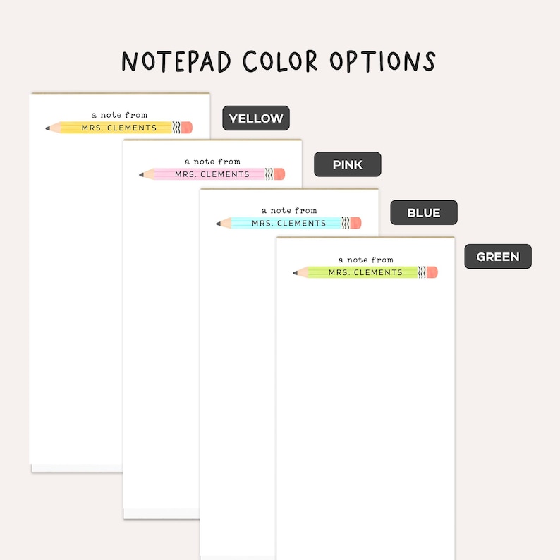 Personalized Teacher Notepad • Custom Pencil Notepad • Cute Teacher ...