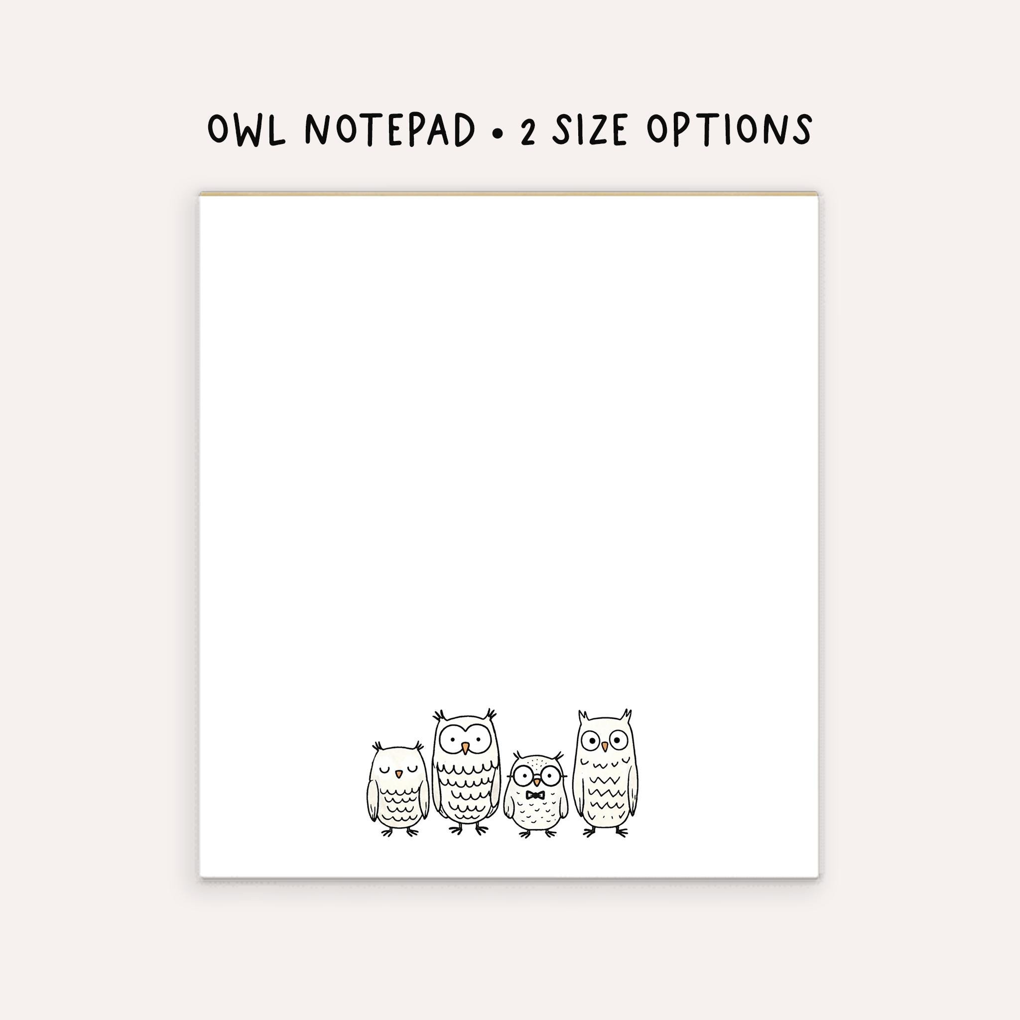 Custom Owl Notepad &bull; Cute Owl Stationery &bull; Cartoon Owl Memo Pad &bull; Premium Thick Paper