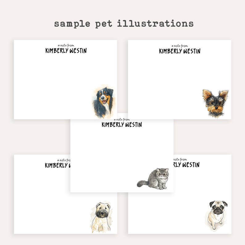 Pets Design Note Custom Pet Notepad • Watercolor Dog or Cat Portrait • Personalized Pet ...