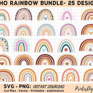 25 Rainbow Svg Png bundel, Rainbow svg, Boho Rainbow svg, Boho Rainbow png, Handgetekende regenboog Png, Rainbow Clip Art, Rainbow Cricut cut bestand