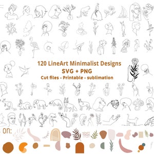 120 line art svg bundle, lineart png, line art black woman, line art wall decor, lineart Protrait, Minimalist LineArt svg,Minimalist Art Svg