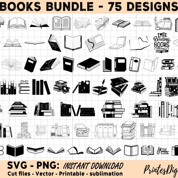 75 Books bundle Svg Png, Books Svg, Books Png, Book Svg, Book Png, Books clipart, Book svg for cricut, Book shelf svg Clipart, Book logo