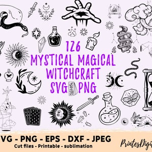 126 mystic svg png, magic svg, mystical svg, Witchcraft svg, magical svg mystical svg bundle, mystical sun moon svg, witchy svg, cricut file