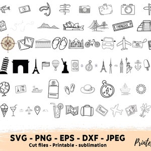 74 Travel svg Bundle, 74 Travel Png, Travel svg Dateien für Cricut, Reiseplan svg, Reisesticker png, Abenteuer, Flugzeug, Urlaubsreise