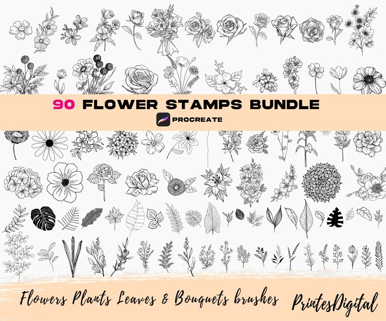 Botanical Procreate, Flowers Procreate Brushes, Rose Procreate Brushes ...