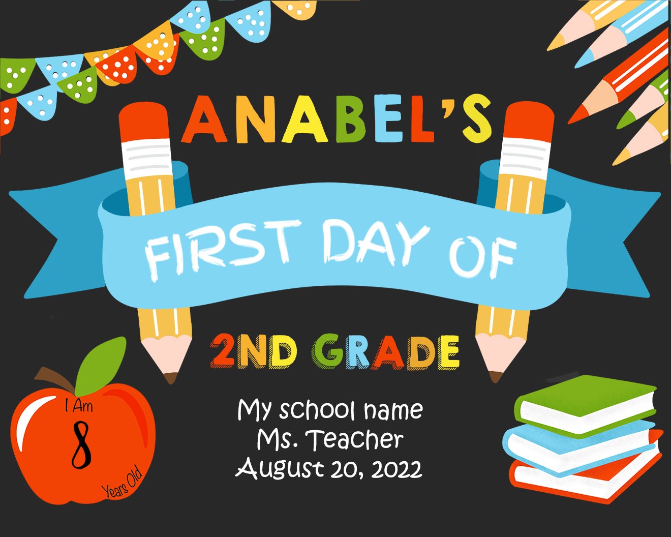 First Day of School Sign Printable First Day of School Sign Etsy