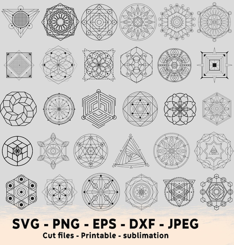 116 Sacred Geometry Svg, Sacred Geometry png, Sacred Geometry Clipart, Shape Svg Png, Geometric SVG, Minimalistic svg png, mandala svg png image 1