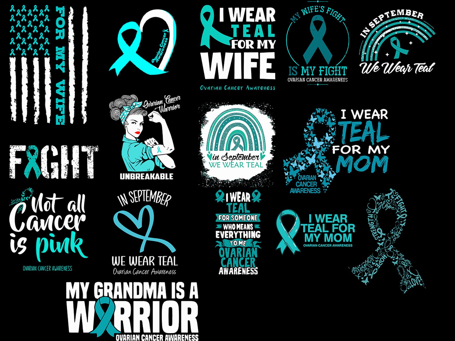 26 Ovarian Cancer Svg Png in September We Wear Teal Ovarian - Etsy