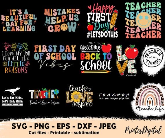 Teacher bundle SVG, Groovy Teacher png bundle, Teacher svg shirt, Teacher cricut, first day of school teacher svg, happy first day of school