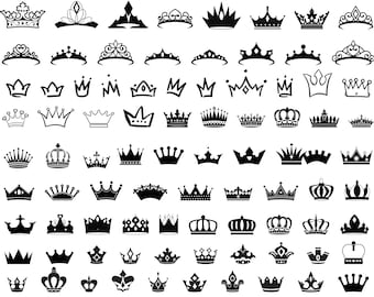 Crown SVG Bundle, Queen Crown svg, King crown svg, Princess Crown svg, Tiara svg , Royal crown svg, Crown cut file, Crown PNG sublimation