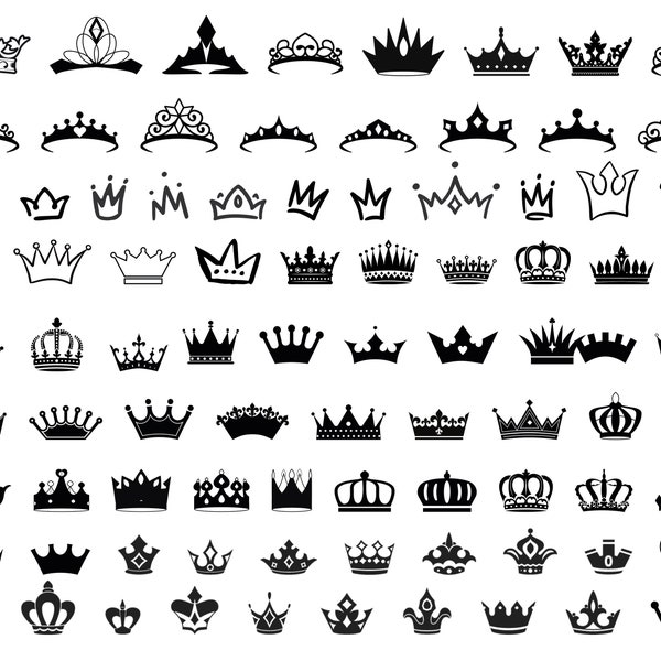 Crown SVG Bundle, Queen Crown svg, King crown svg, Princess Crown svg, Tiara svg , Royal crown svg, Crown cut file, Crown PNG sublimation