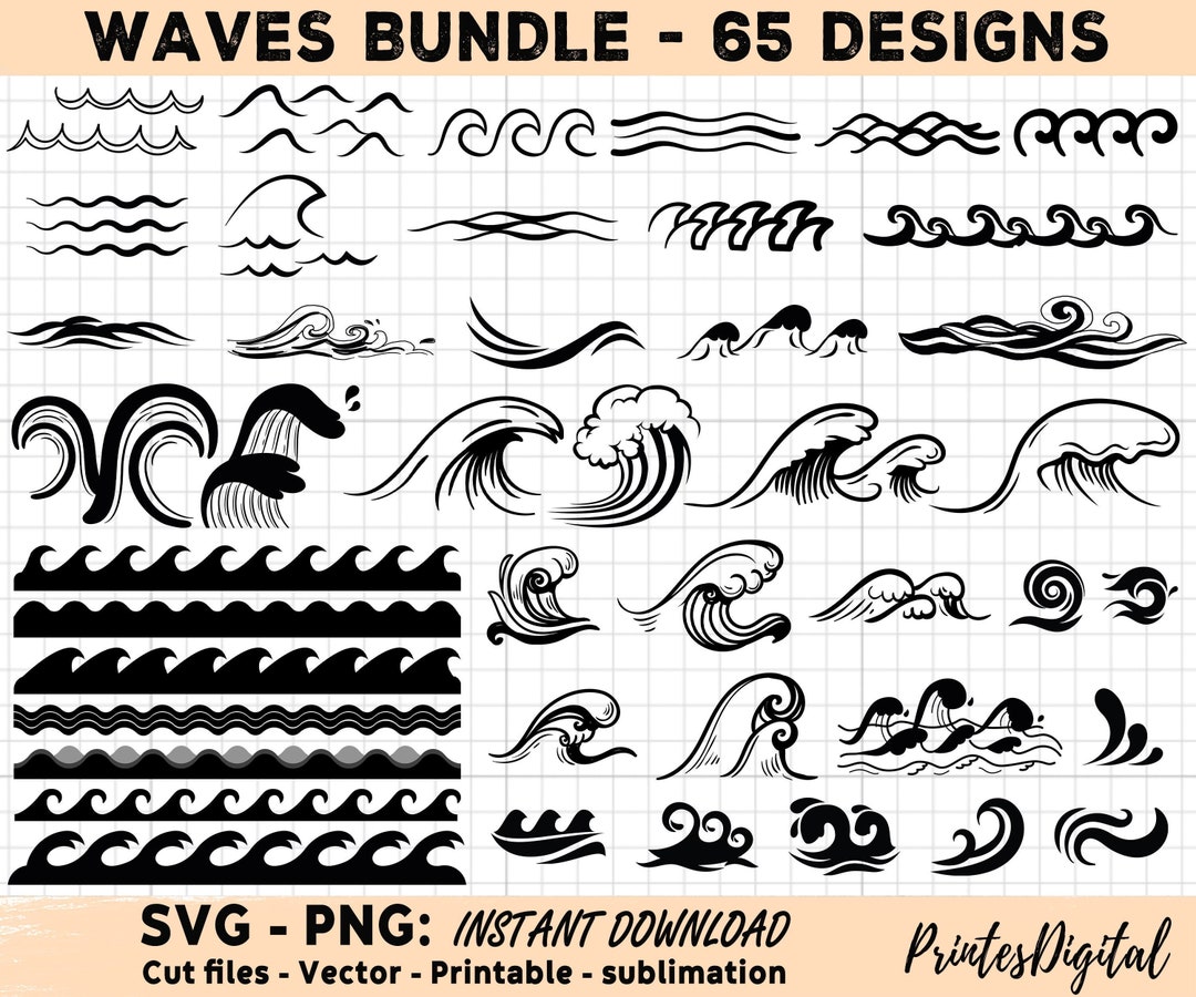 65 Wave Svg Bundle, Wave Png, Wave Svg, Waves Svg Png, Wave Clipart