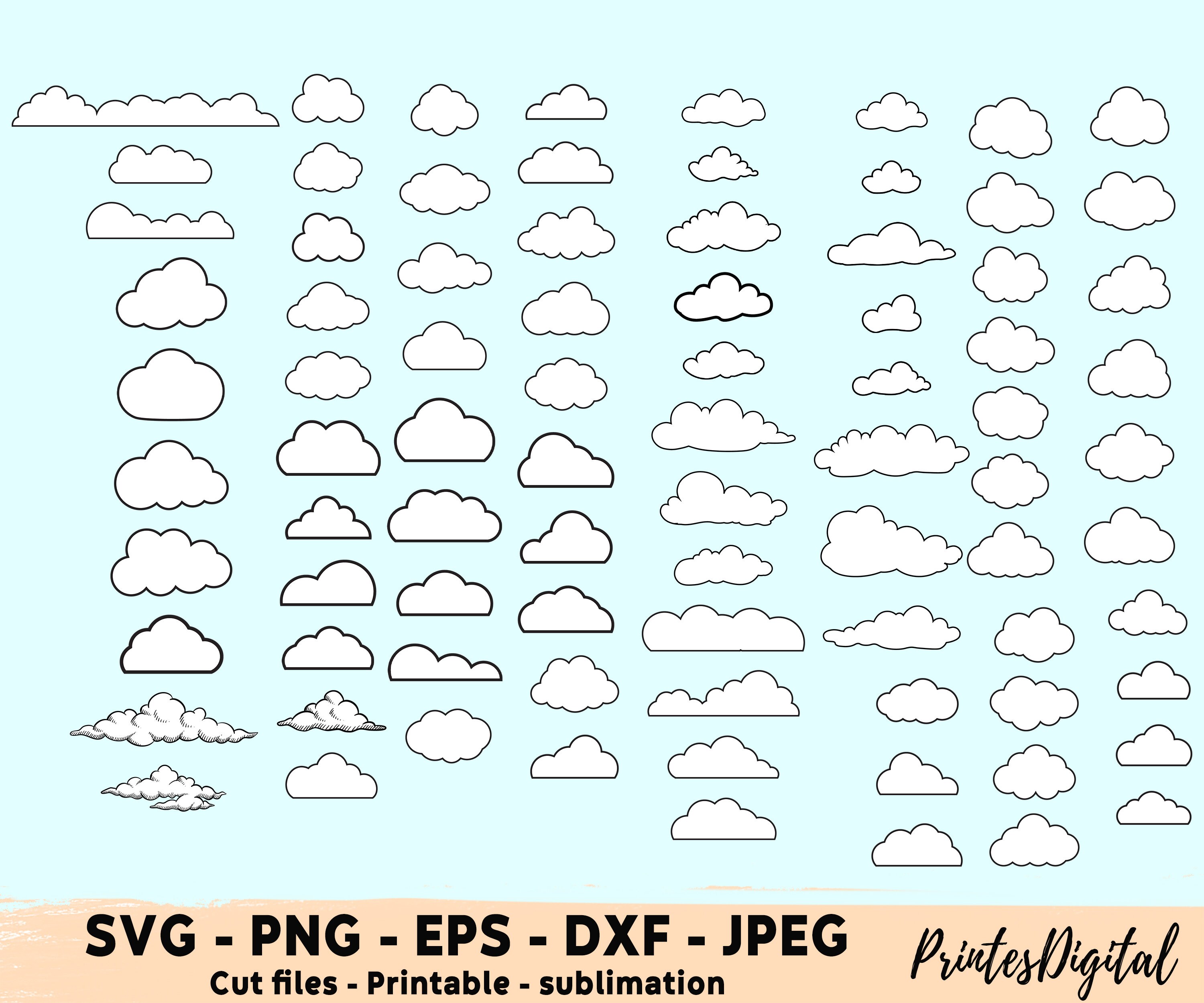 276 Cloud Svg, Cloud Png, Cloud Vector, Cloud Bundle Svg, Cloud Clipart ...