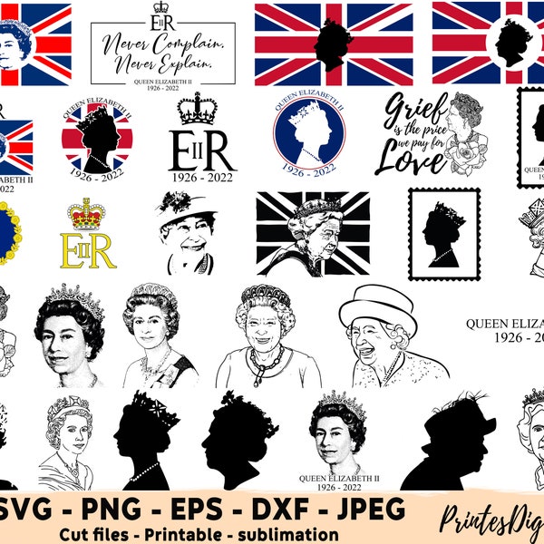 30 Queen Elizabeth Svg Png Bundle, Queen Elizabeth Png, Queen Elizabeth SVG, Queen Elizabeth printable, queen elizabeth silhouette portrait