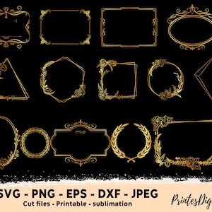 33 Gold Frame Png Svg, Gold Frames Clipart, Gold Flowers Wreath PNG, gold frames png, gold wreath clipart, frames clipart, wedding frame Png