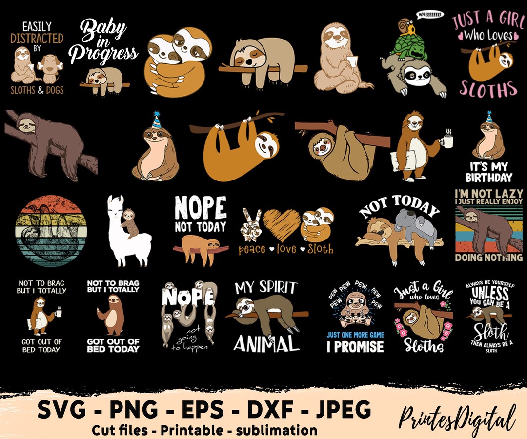 27 Sloth Svg Png Bundle, Sloth Png, Sloth Svg , Sloth Png Sublimation ...