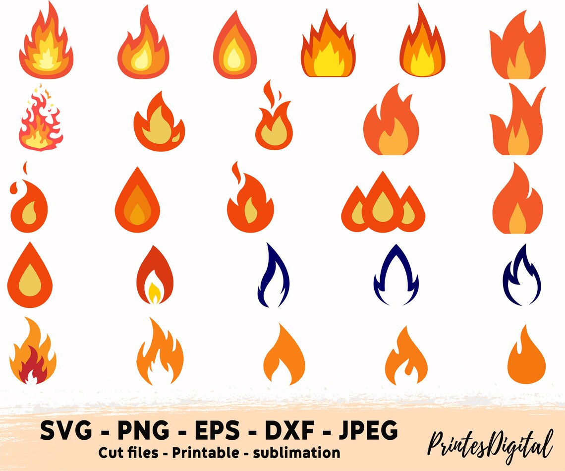 40 Fuego SVG Paquete Png, Fuego Svg, Fuego Png, Llama Svg, Llama Pared ...