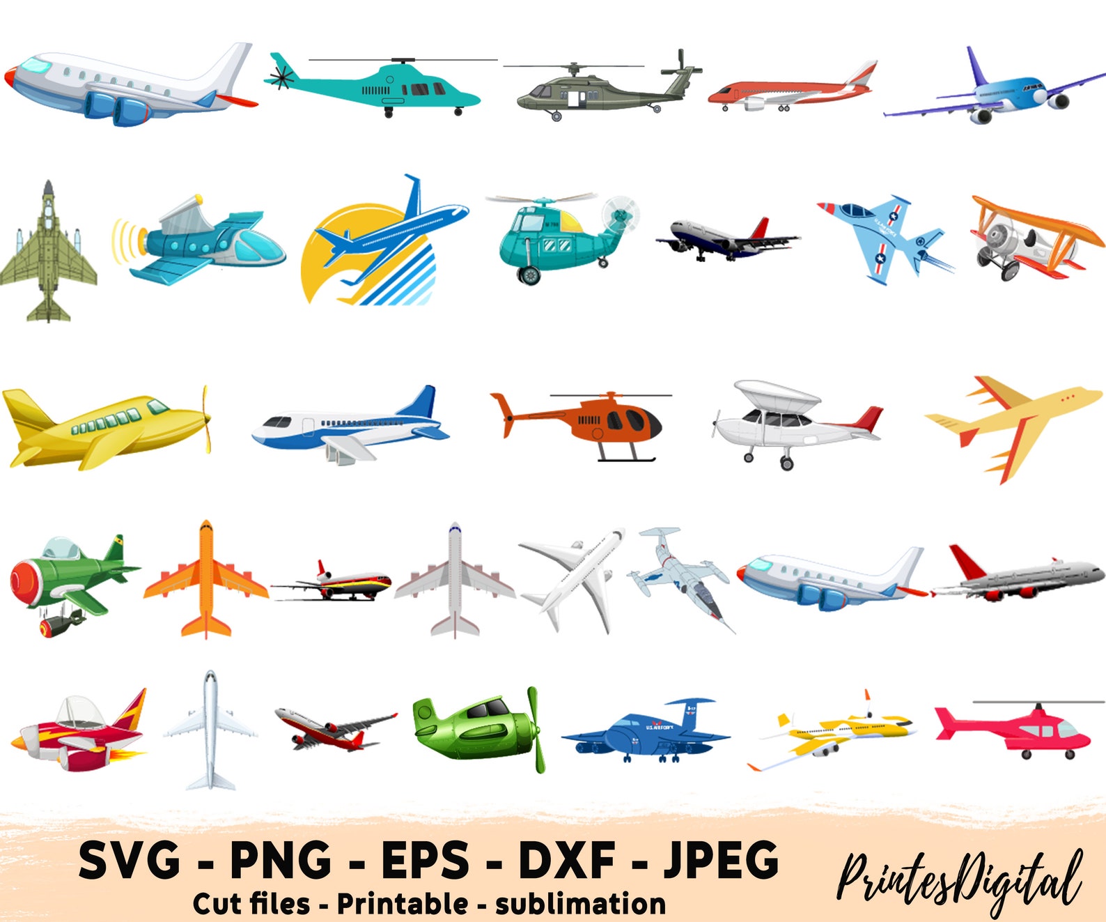 173 Aviation Svg Bundle Png, Airplane Svg Png, Biplane SVG Png, Jets ...