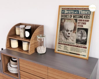 movie posters alternative Pennywise Clown IT Movie Poster - The Losers Club Horror Movie Newspaper Poster - Movie Poster Wall Collage Kit, Movie Cover Pictures Decor