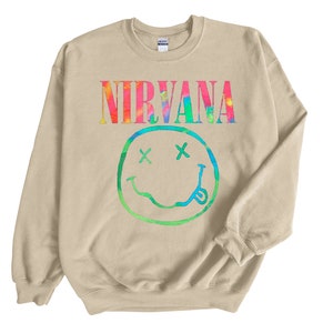 Neon Nirvana Custom Sweater Smiley Face Tee Tops Crewneck - Etsy