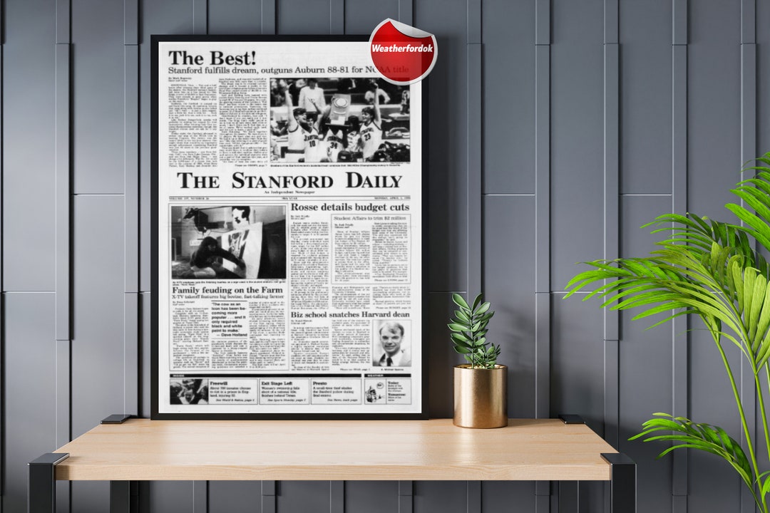 Stanford Cardinal Newspaper Poster 1990 Womens National Champs Print
