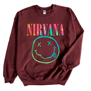 Neon Nirvana Custom Sweater Smiley Face Tee Tops Crewneck - Etsy