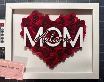 Custom Paper Flower Shadowbox | Gift for Mom | 3D Floral Wall Art | Personalized Keepsake | Handmade Decor | Paper Flowers | Mom