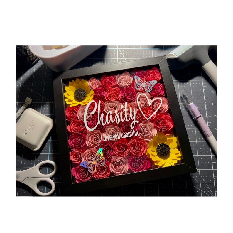 Custom Paper Flower Shadowbox | Gift for Mom | 3D Floral Wall Art | Personalized Keepsake | Handmade Decor | Paper Flowers | Mom image 8