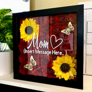 Custom Paper Flower Shadowbox | Gift for Mom | 3D Floral Wall Art | Personalized Keepsake | Handmade Decor | Paper Flowers | Mom