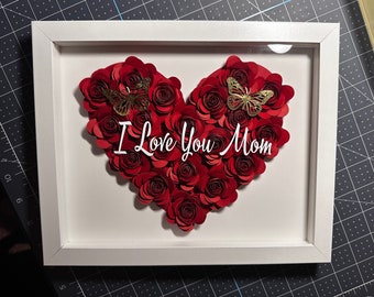 Custom Paper Flower Shadowbox | Gift for Mom | 3D Floral Wall Art | Personalized Keepsake | Handmade Decor | Paper Flowers | Mom