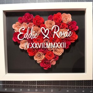 Personalized Heart Flower Box | Rose Shadow Box | Customized Gift for Birthdays, Anniversary, Valentine&#39;s Day, Mother&#39;s Day, Romance, Love