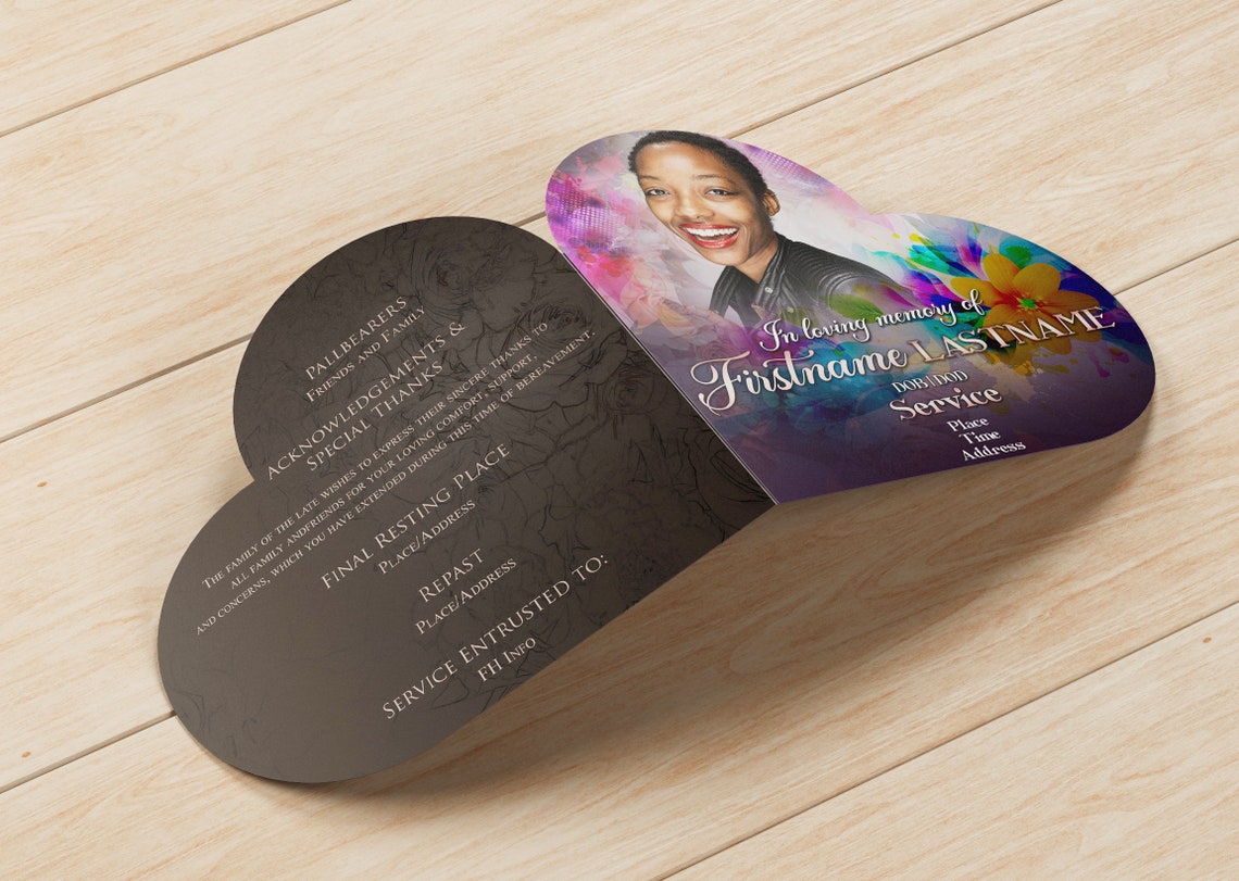 Funeral Program Heart Shaped Call 7867082276 or Message on Etsy