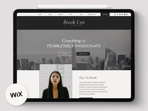 Wix Website Template | Dark Modern Minimal Wix Website Template | Coaching Website | Moody Professional Website | Entrepreneur Wix Website