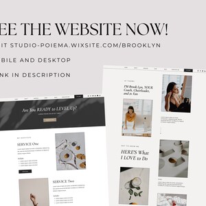 Peut inclure: Capture d'&eacute;cran d'un site web avec un design minimaliste et du texte qui dit "Are You READY to LEVEL Up?" et "I'M Brook Lyn, YOUR Coach, Cheerleader, and es Fan". Le site web pr&eacute;sente &eacute;galement des images d'une femme et d'un produit.