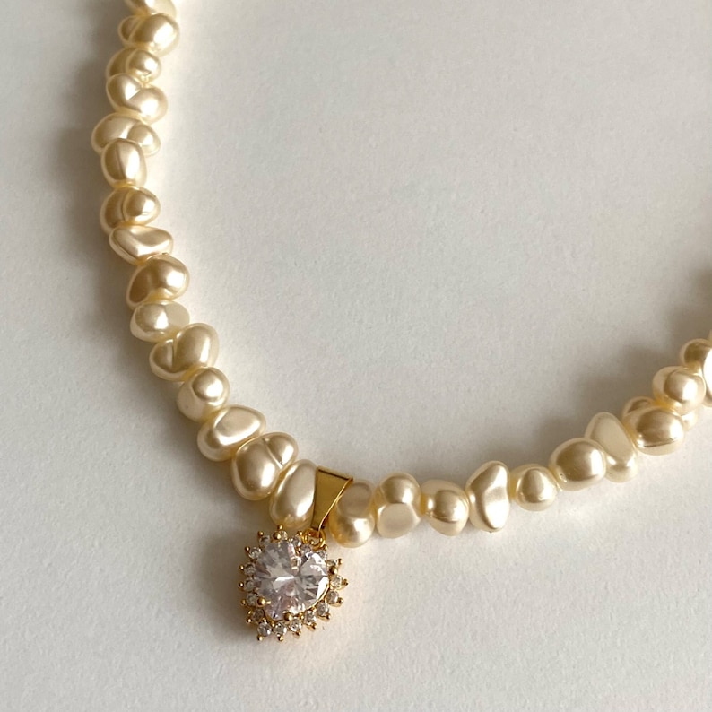 Lana Del Rey Pearl Necklace Zircon Stone Heart Necklace Gift Etsy